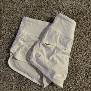 White lululemon speed up shorts